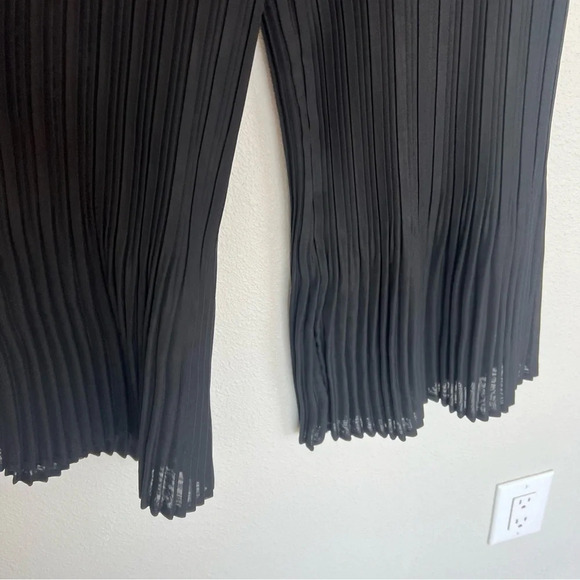NWOT Alquema 3/4 Palazzo Pants Wide Leg Pleated Cropped Black Casual Women’s Sm - Picture 6 of 11